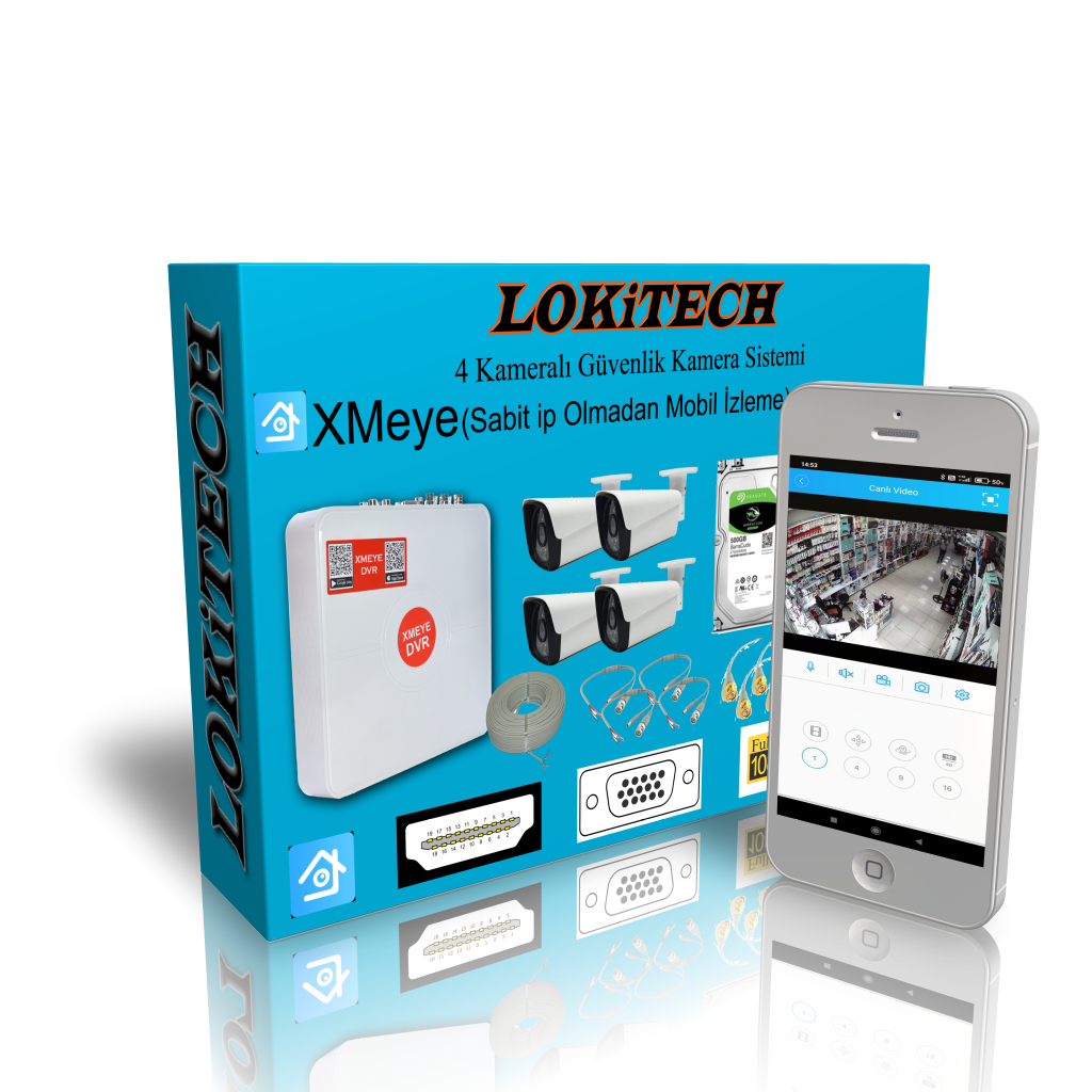 Lokitech 2 MegaPiksel 4 Kameralı Güvenlik Kamerası Seti Dış Mekan Güvenlik Kamerası Paketi LK-GKMS1