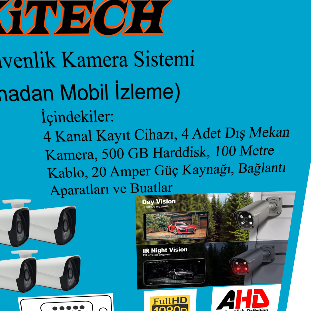 Lokitech 2 MegaPiksel 4 Kameralı Güvenlik Kamerası Seti Dış Mekan Güvenlik Kamerası Paketi LK-GKMS1