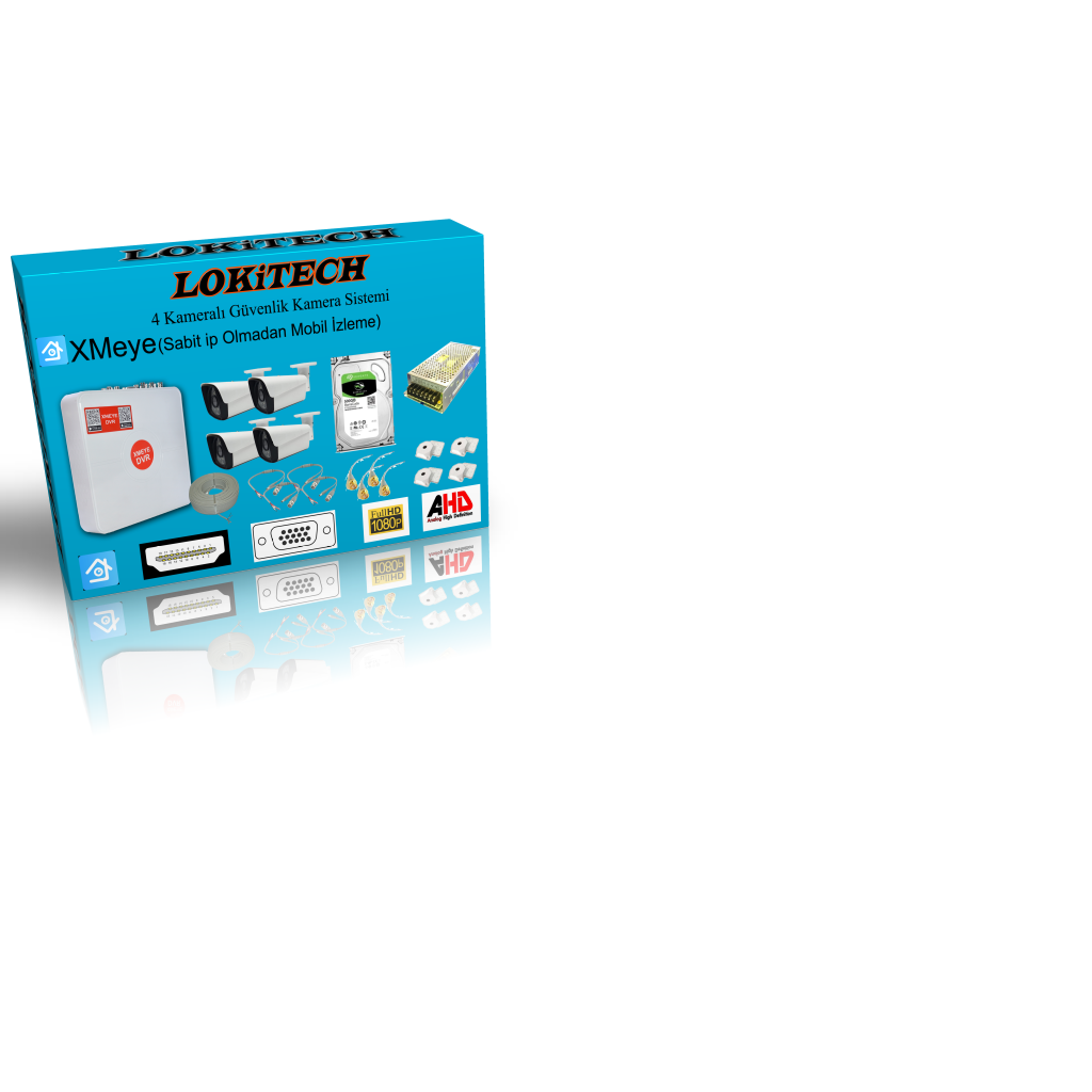 Lokitech 2 MegaPiksel 4 Kameralı Güvenlik Kamerası Seti Dış Mekan Güvenlik Kamerası Paketi LK-GKMS1