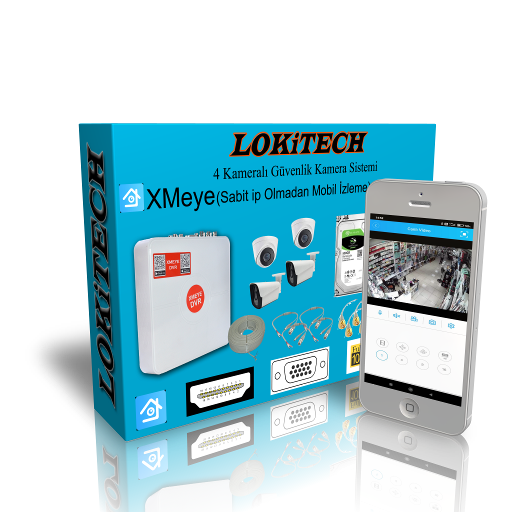 LokiTech 2 Megapiksel 4 Kameralı Güvenlik Kamerası Seti 2 Iç 2 Dış Mekan Güvenlik Kamerası Paketi LK-GKMS3