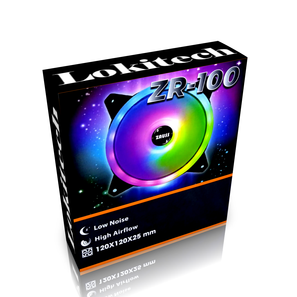 Lokitech Zauss ZR-100 Kasa Fanı 12 CM Rainbow Işıklı Fan 120x120 mm