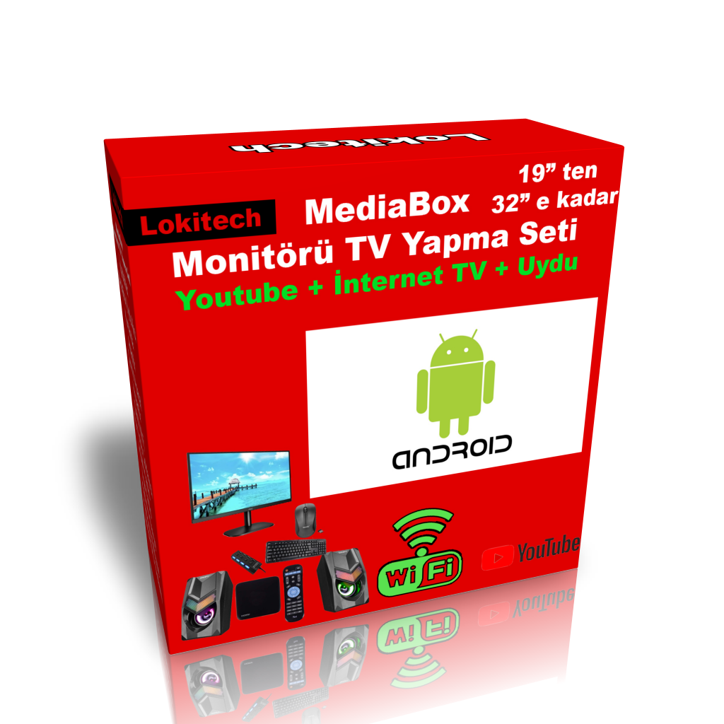 MediaBox Monitörü TV Yapmak İçin Set Anroid Wifi Youtube Türksat 5B TKGS