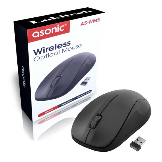 Asonic AS-WM5 Kablosuz Optik Mouse Siyah Wireless Mouse