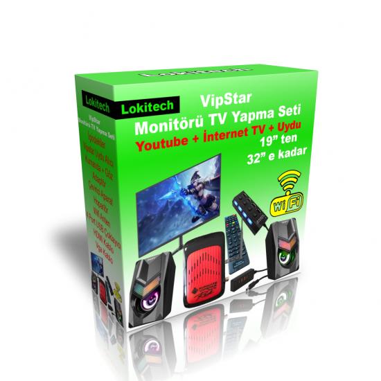 Vipstar Monitörü TV Yapmak İçin Set Wifi Youtube Türksat 5B TKGS