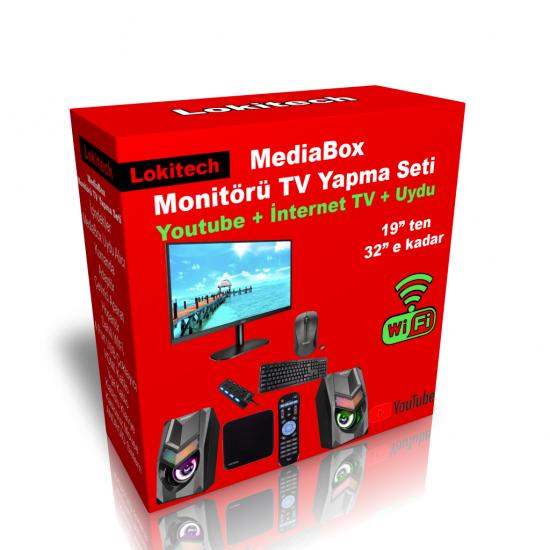 MediaBox Monitörü TV Yapmak İçin Set Anroid Wifi Youtube Türksat 5B TKGS